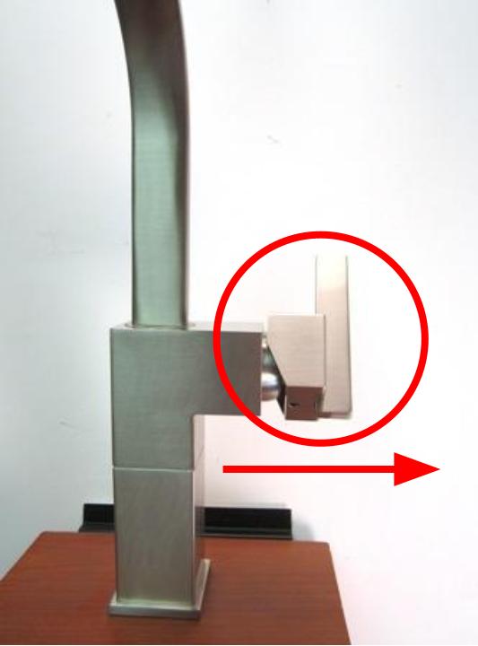 Once the set screw is loosened, pull the handle away from the faucet body. The handle should come off easily.