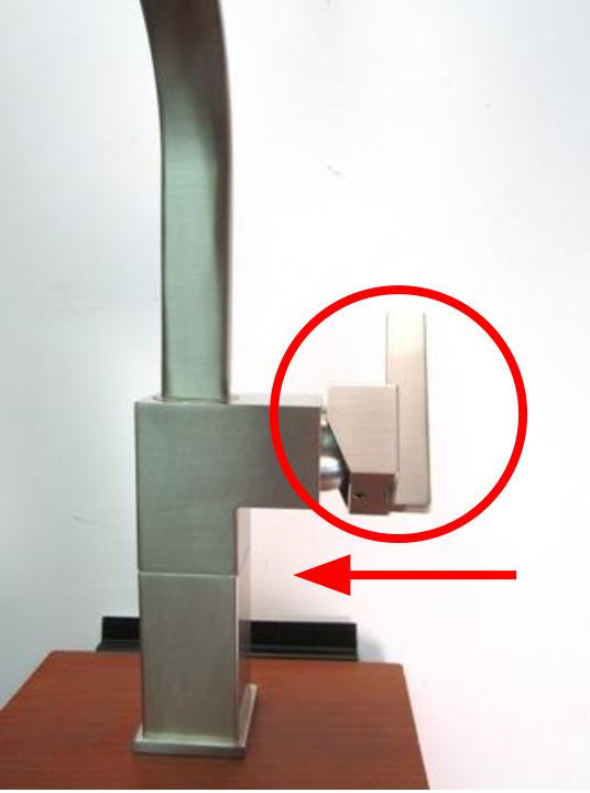Install the handle onto the faucet. It should slide easily onto the cartridge stem or handle adapter