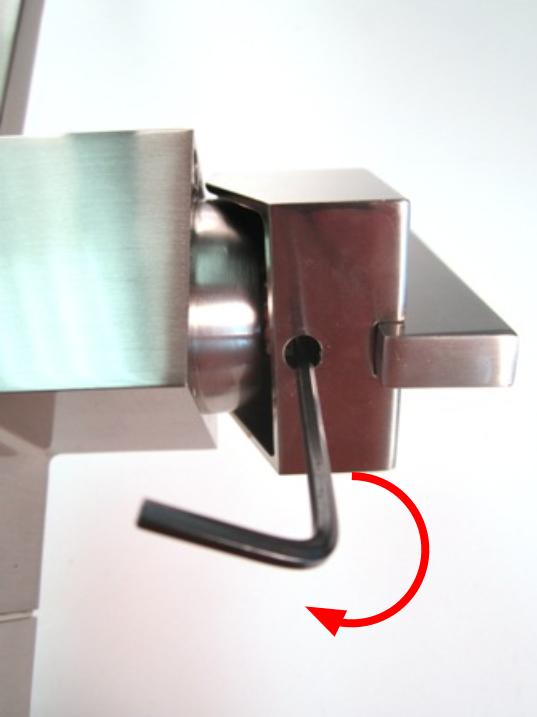 Use the hex wrench to tighten the set screw by turning clockwise.