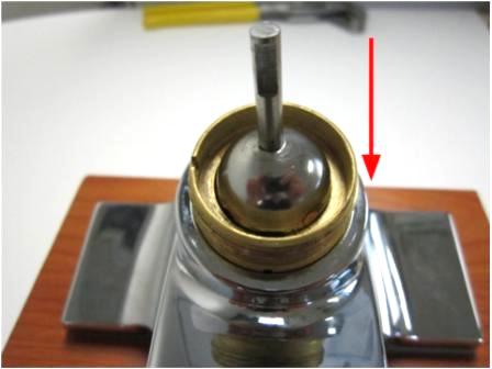 Install the ball valve so that the locator pin is lined up with the opening on the ball valve.