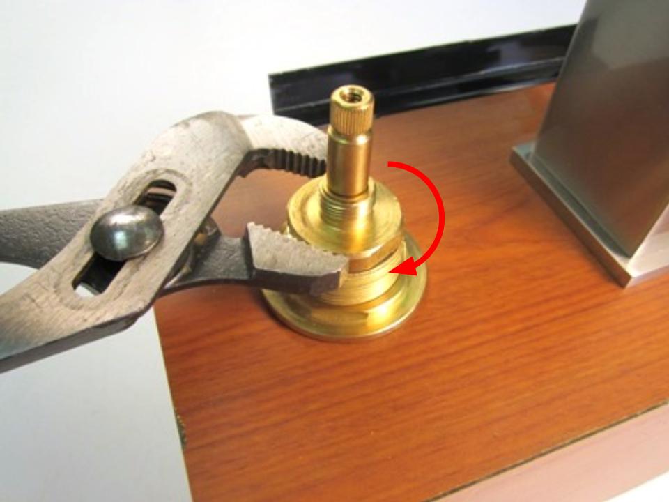 To install the new cartridge, sit the cartridge into the faucet body.