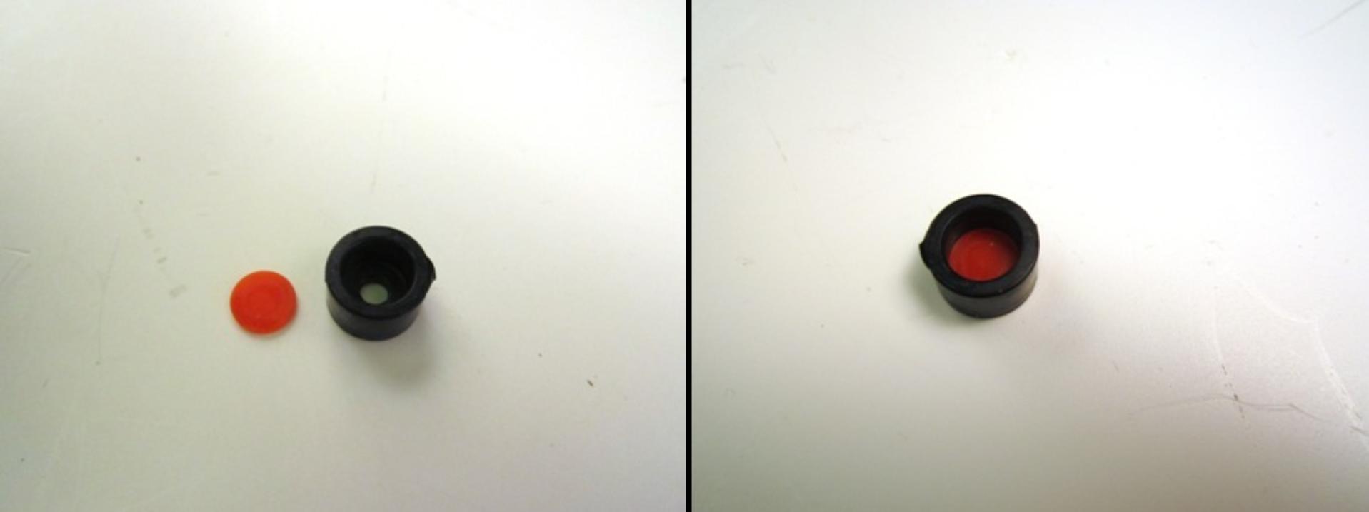 Insert the plastic seat into the rubber seal.
